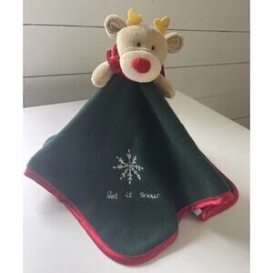 Carter's Reindeer Let It Snow Green Red Lovey Security Blanket ~ NEW
